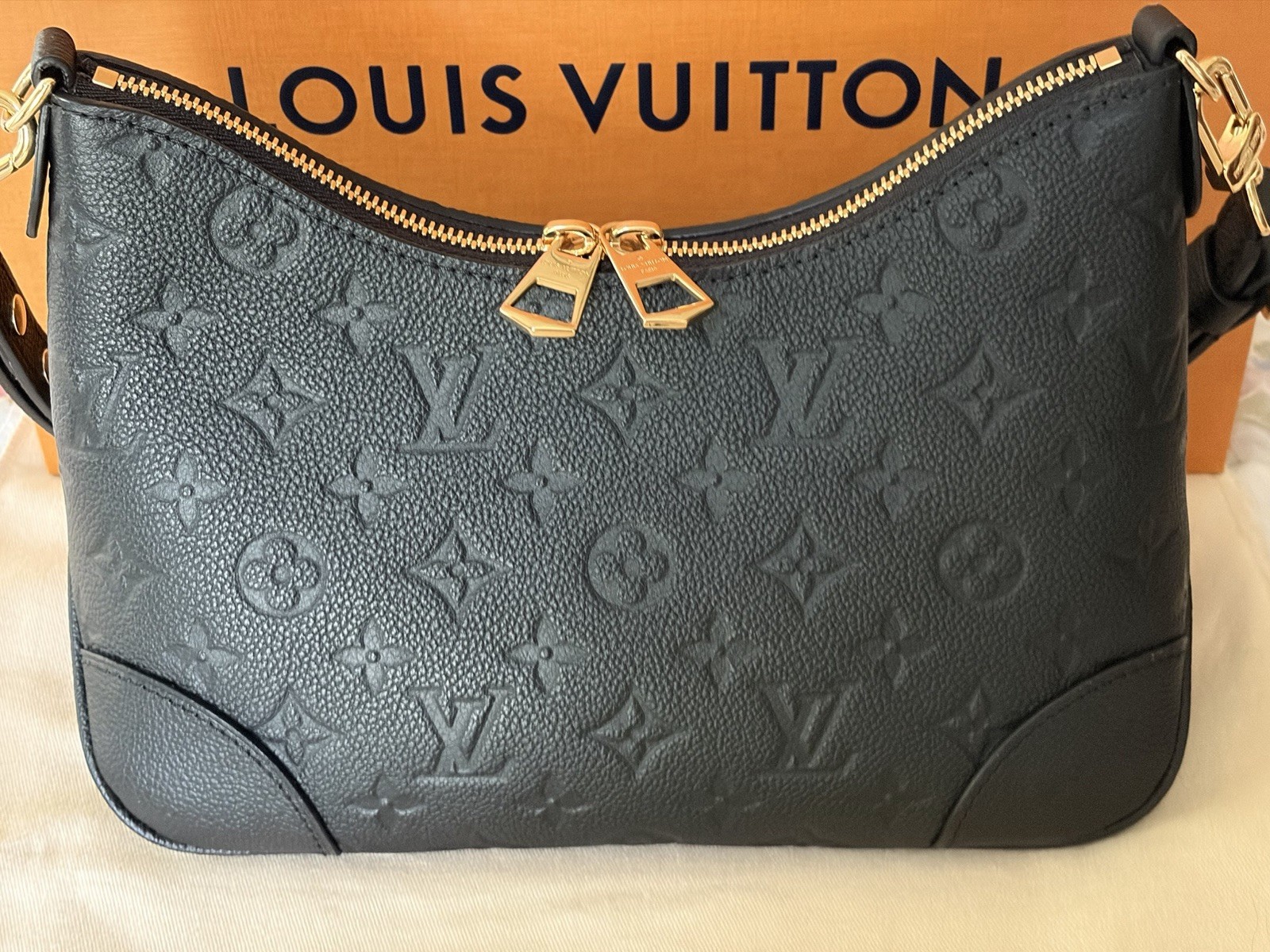 Louis Vuitton Boulonge PM Monogram Empreinte Leather Noir M12930