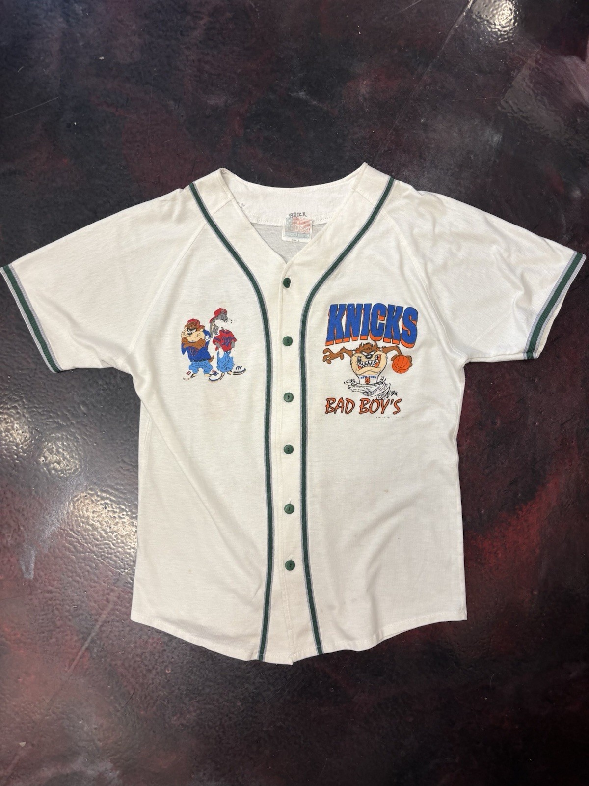 Vintage 1990s New York Knicks Looney Tunes Baseball Jersey Small Nba 90s