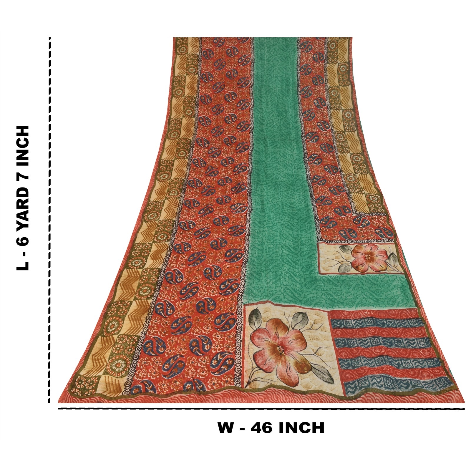 Sanskriti Vintage Printed Blend Georgette Sarees Multi Color Sari Craft Fabric