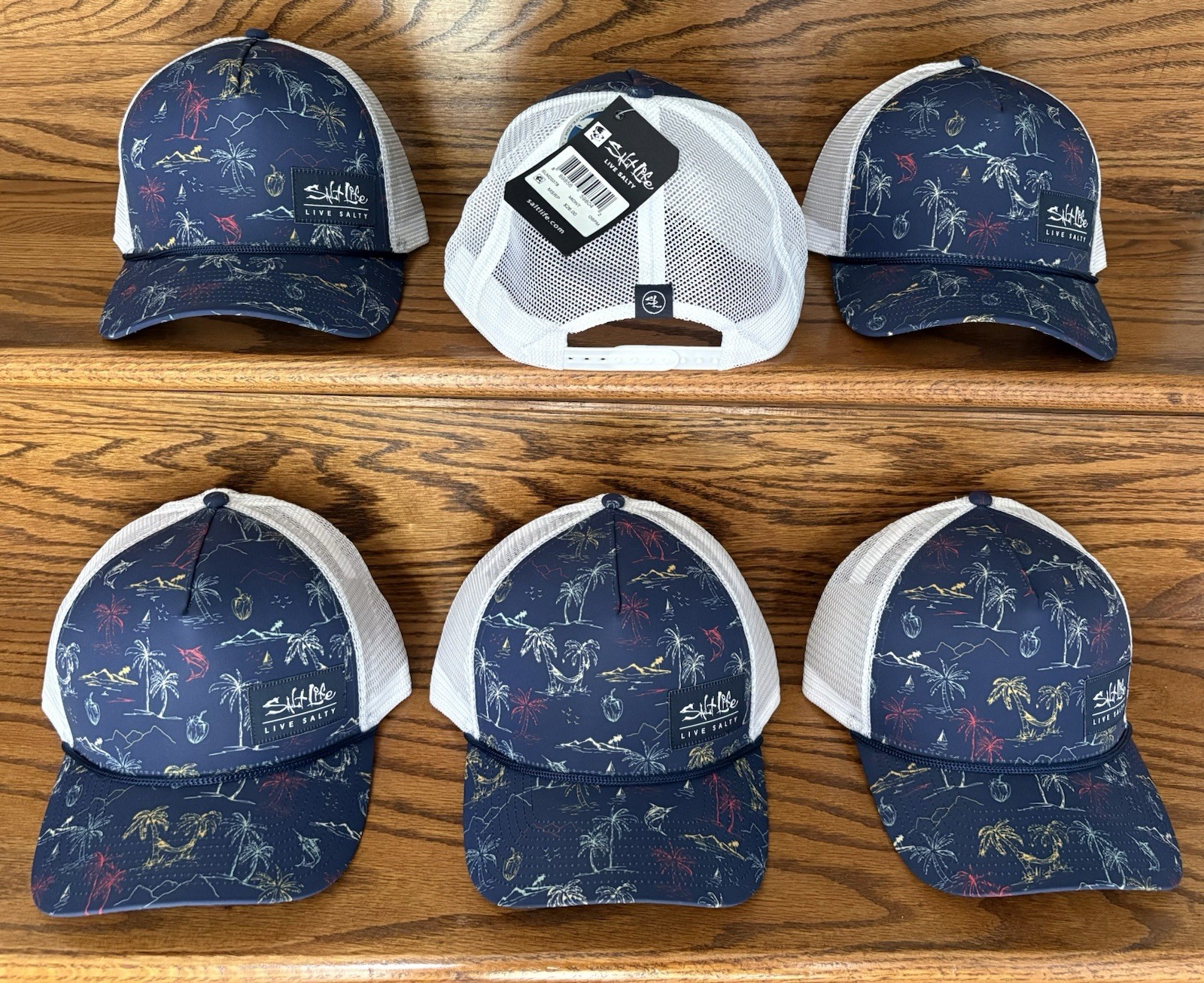 NWT Navy Print Salt Life Brand SnapBack Trucker Hat