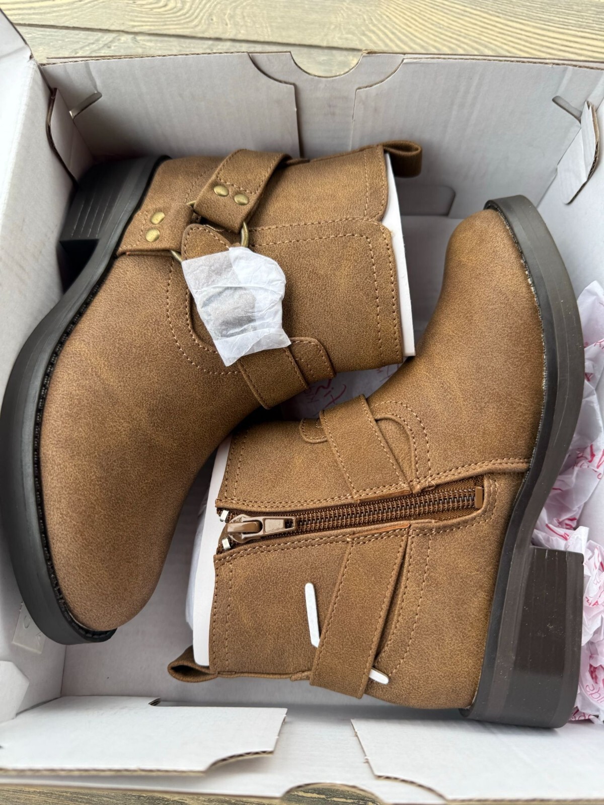 Blowfish Malibu Kids Brown Ankle Boots With Buckle & Zipper Size 13M