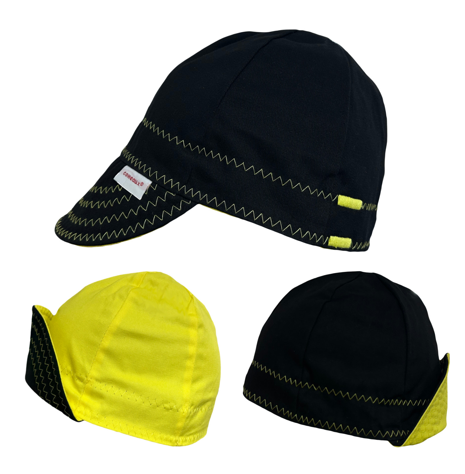 New 1 Comeaux Caps Welding Welders Hat Reversible Black with colored stitching