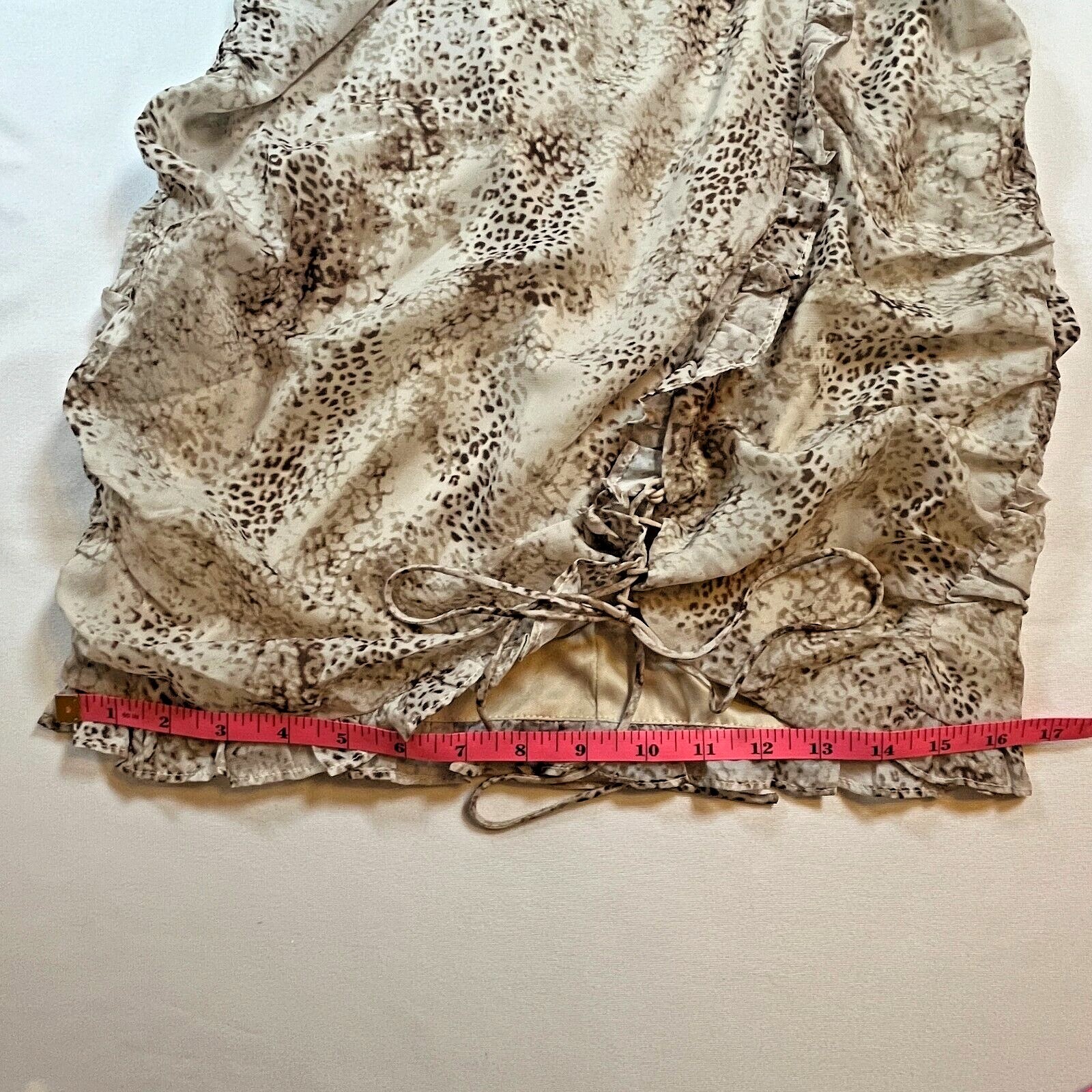 Lioness Under the Same Sun Womens M Animal Print Mini Scrunch Ruffle Dress NWT