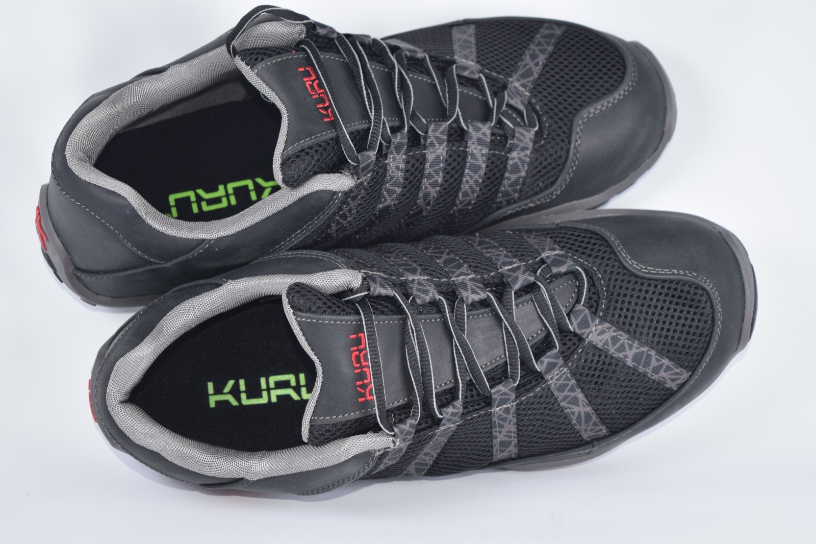 KURU Mens Chicane Black Red Supportive Leather Hiking Trail Shoes Size 12.5 M
