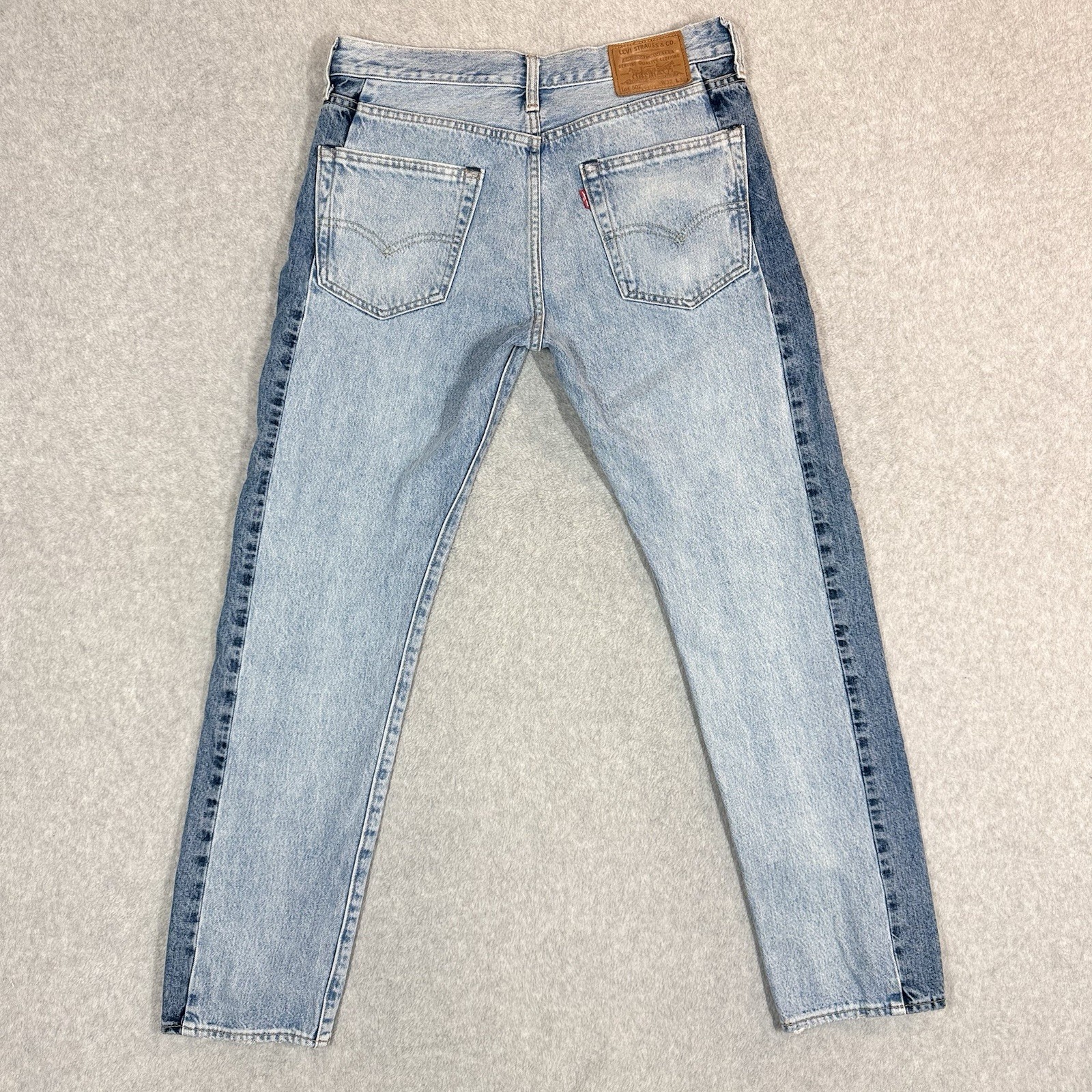 Levis 502 Big E Mens Denim Jeans 32×32 Tapered Paneled Light Wash Premium Denim