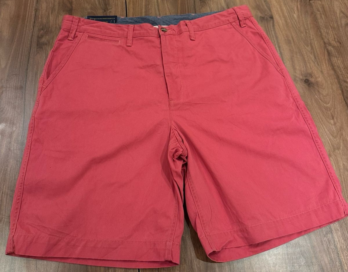 Polo Ralph Lauren Men Pink Chino Shorts Size 38 Relaxed Fit Classic Casual
