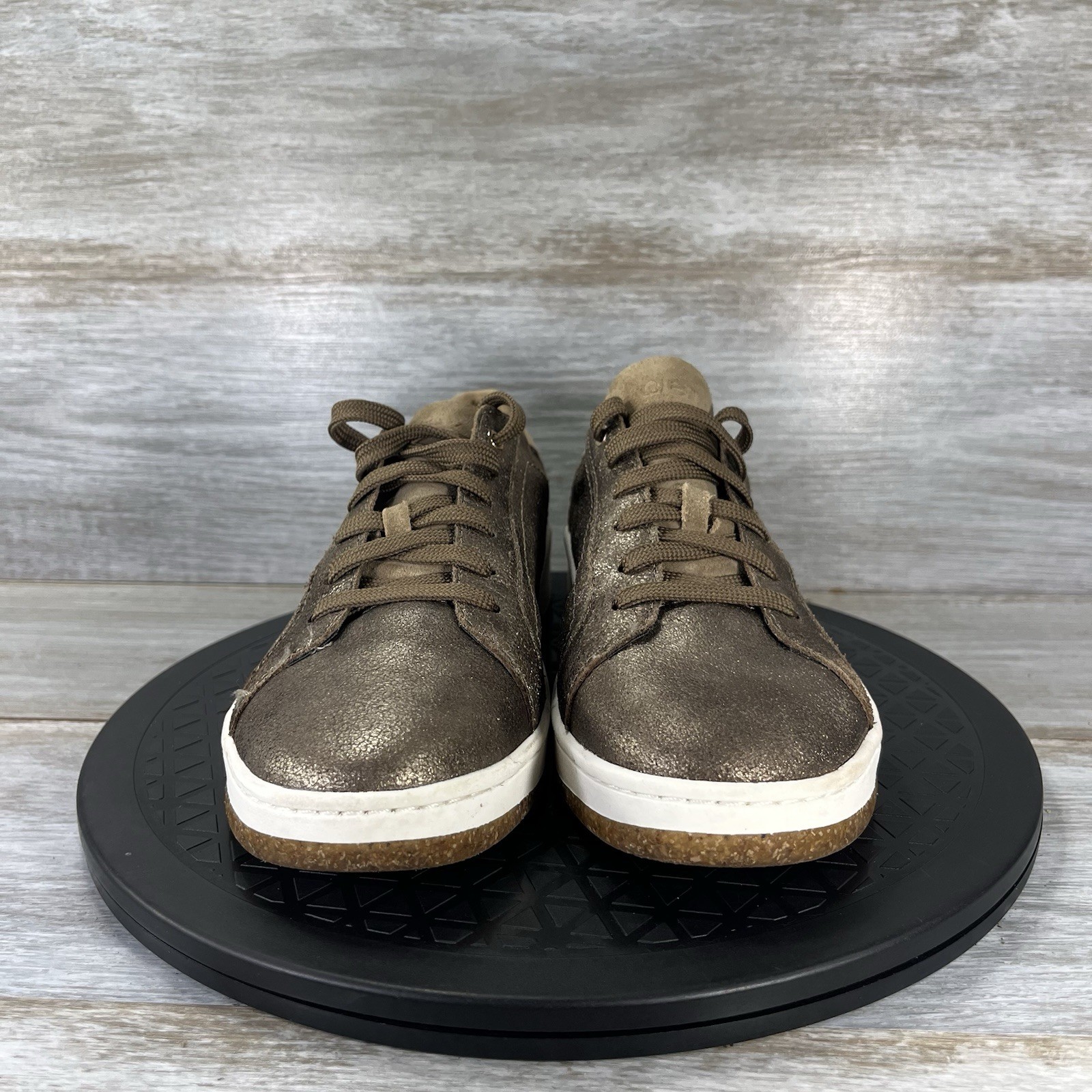 Aetrex Women’s Blake Brown Metallic Leather Casual Low Top Sneakers Size 8