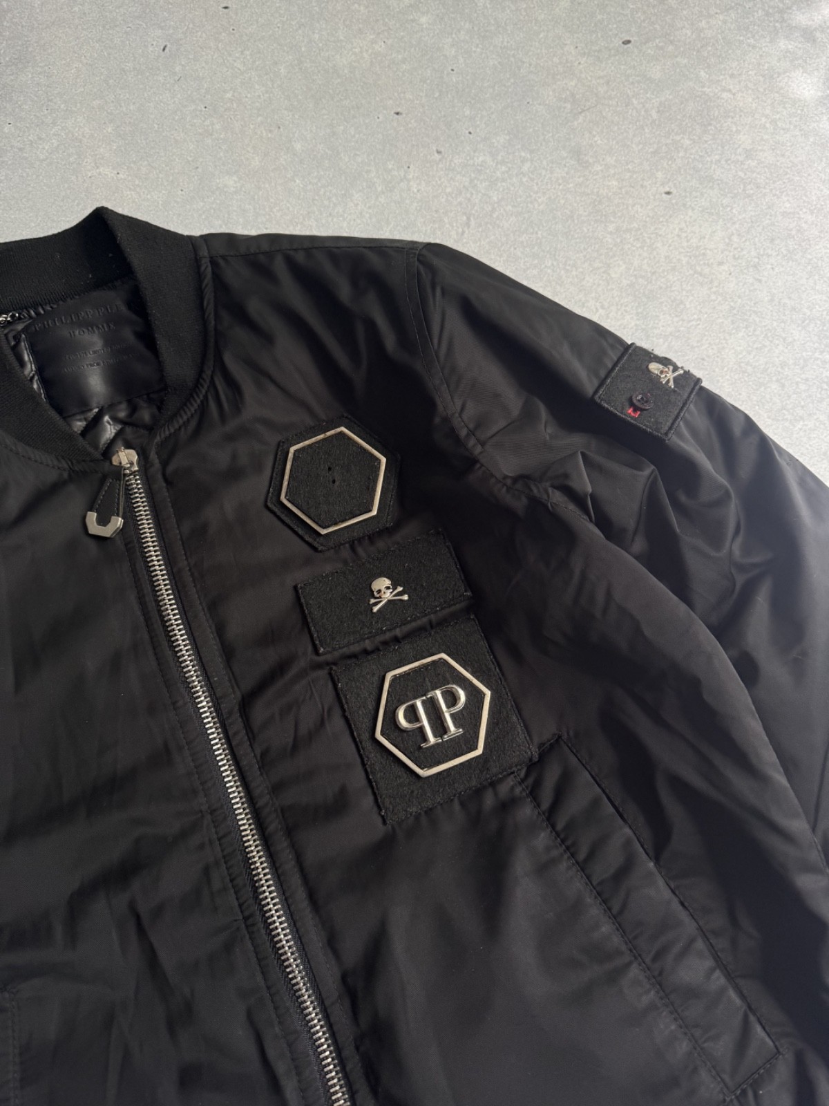 Philipp Plein Designer Men’s Skull Black Full Zip Bomber Jacket