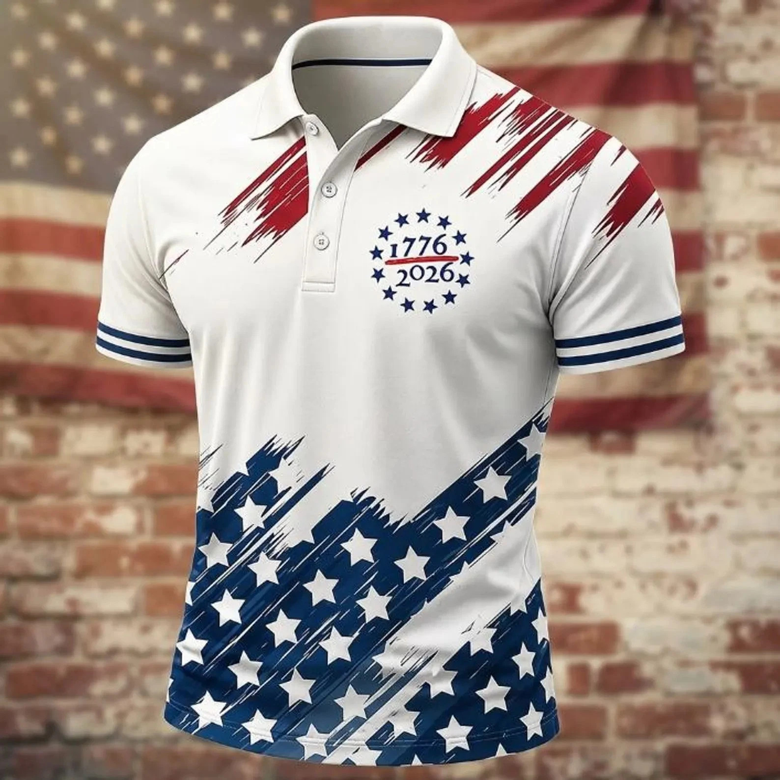 250th Anniversary Polo Shirt, American Flag Polo Men, 4th Of July Golf Shirt