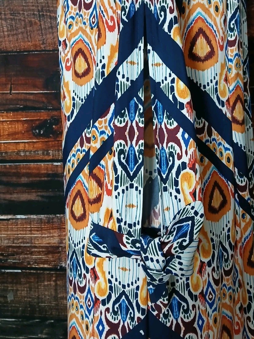 Chicos Shift Dress Size 1 US M Ikat Tie Sleeve Bohemian
