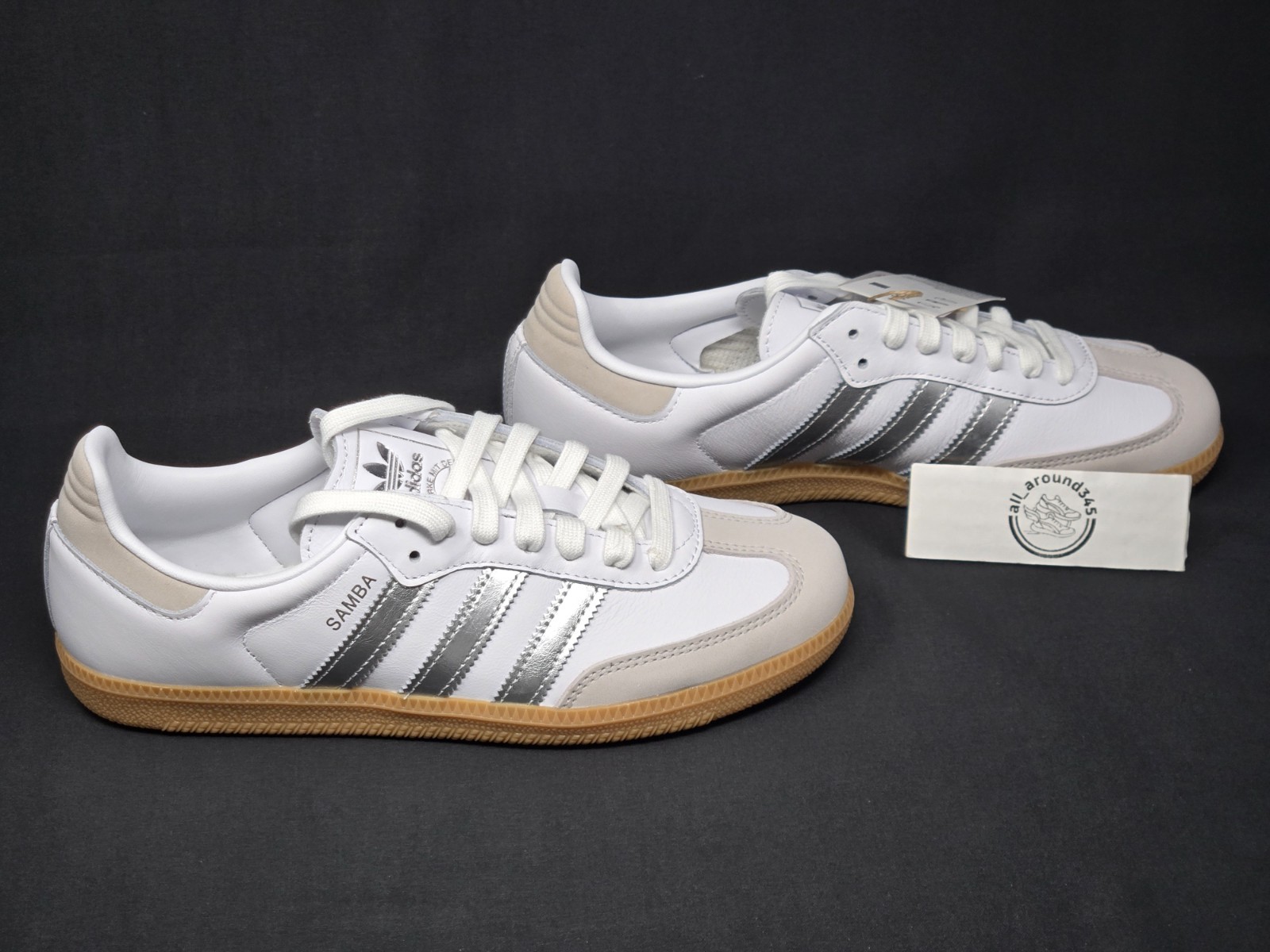 Adidas Samba OG Women Multiple Sizes White Silver Grey Gum Shoes JI2725 NBY