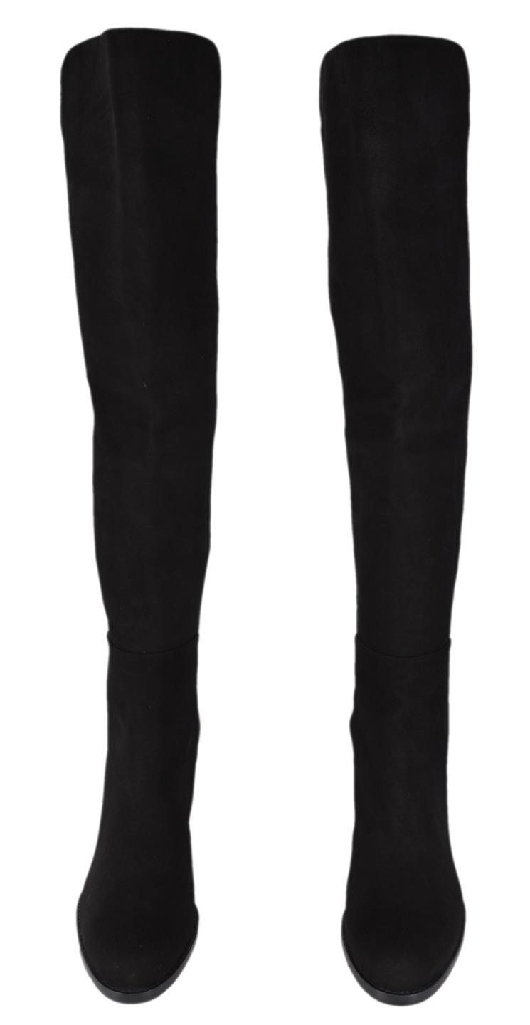 New Stuart Weitzman Women’s $765 Black Stretch Suede Lowjack Over the Knee Boots