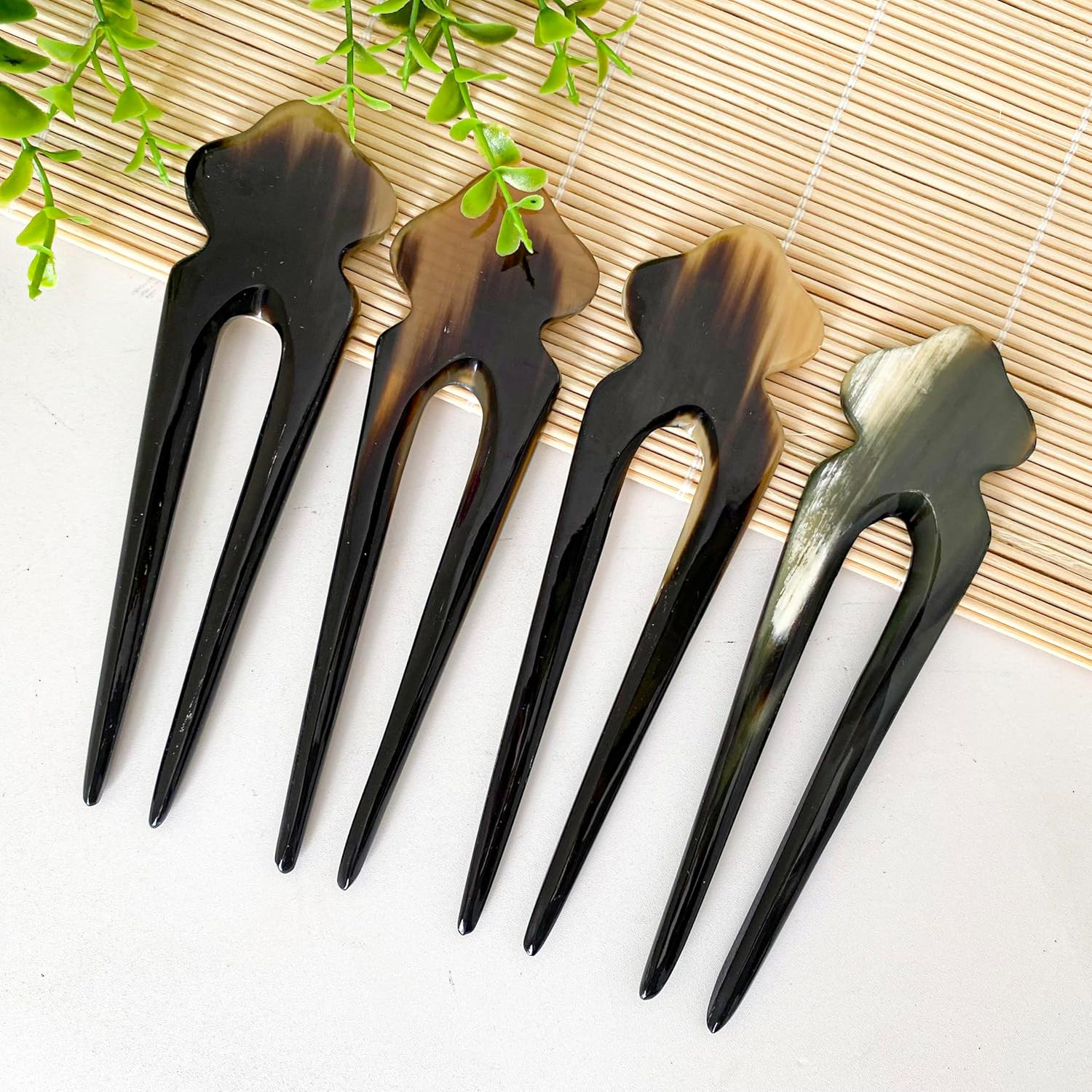 Hair Sticks for Long Hair, Natural Buffalo Horn Hair Smoothing Stick, Hair Stick