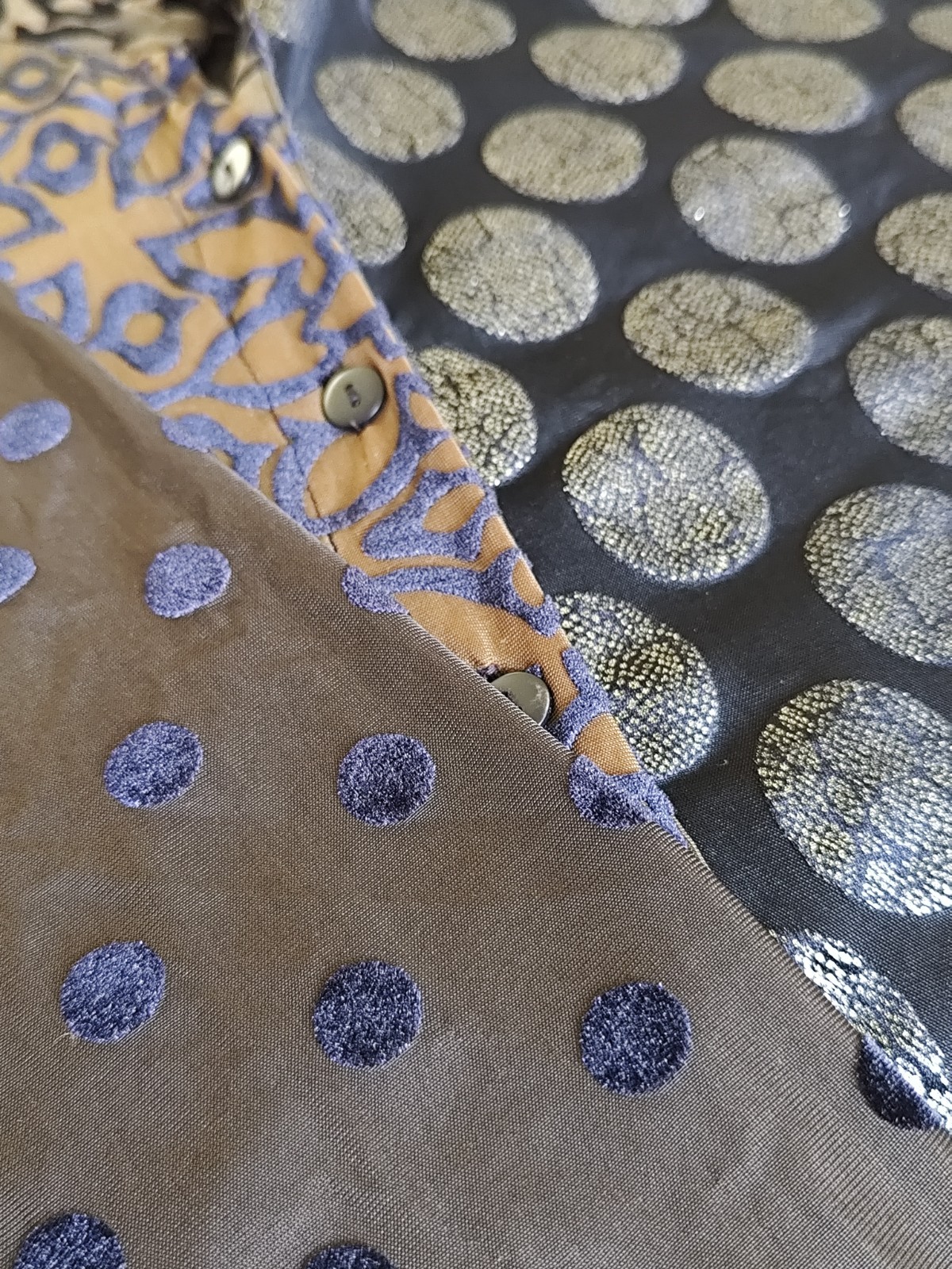 Alembika Draped Cocoon Dress Mix Fabric/Pattern Long Sleeve Bubble Hem Womens XL
