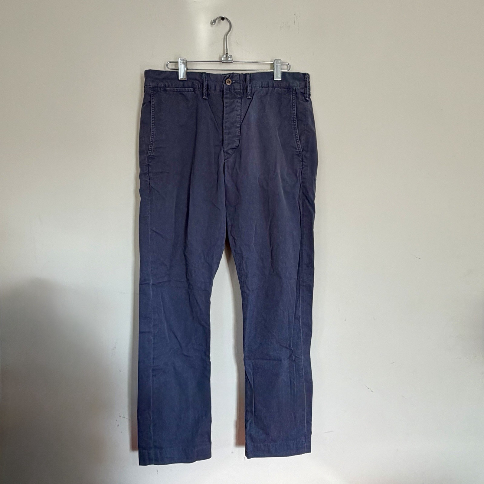 Ralph Lauren RRL Pants Mens 31×32 Navy Washed Button Fly Cotton Twill Khaki Work