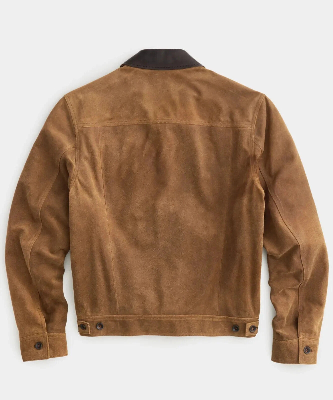 Mens Brown Leather Trucker Jacket Pure Suede Custom Made Size S M L XL 2XL 3XL