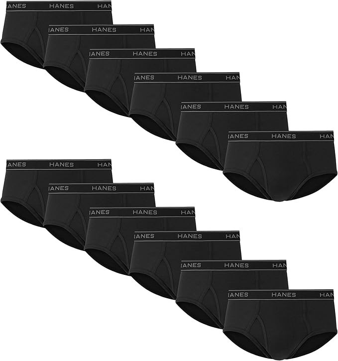 Hanes Brief 3 or 9 Pack Ultimate Men TAGLESS No Ride Up Comfort Flex Waist Black