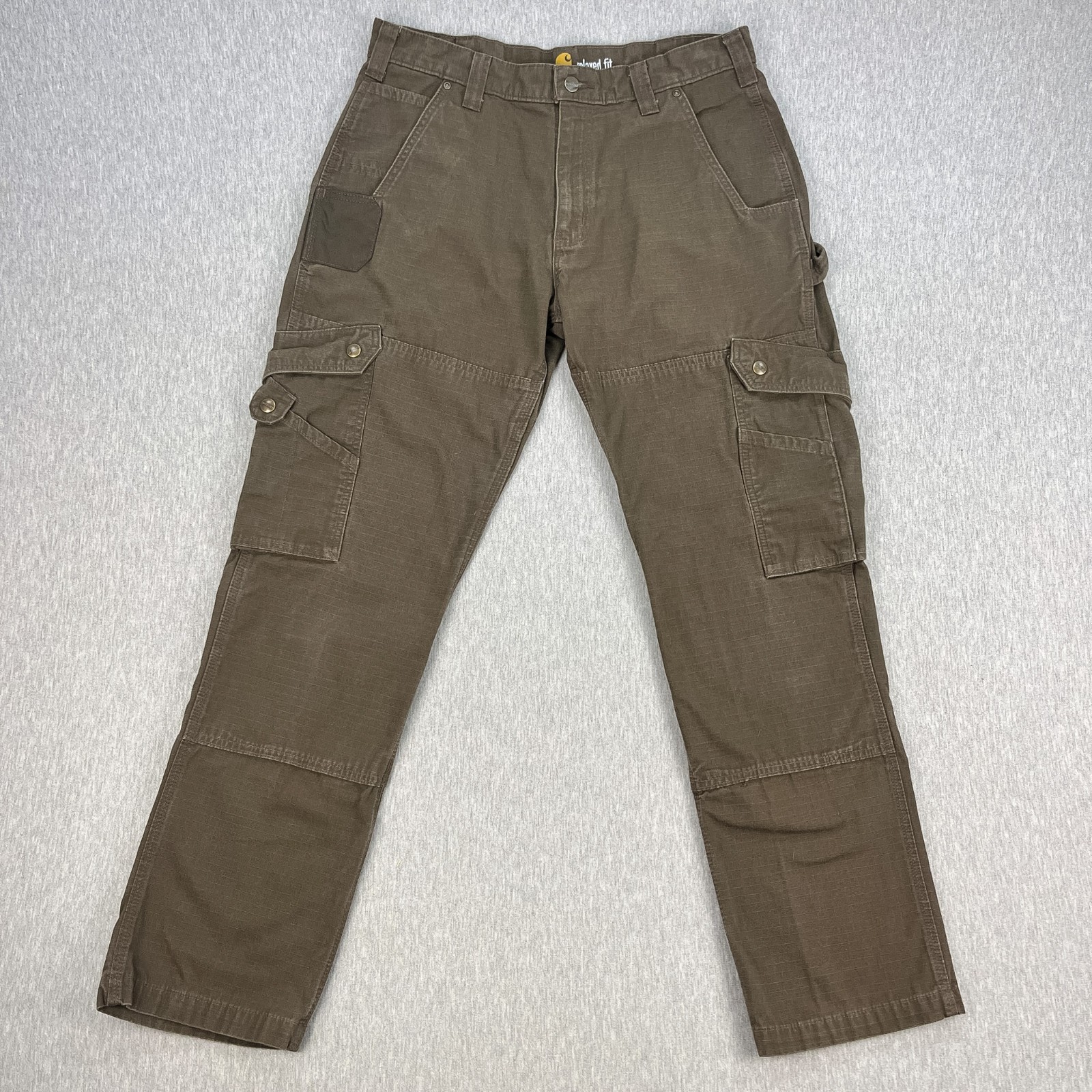 Carhartt Relaxed Straight Ripstop Double-Front Cargo Pant Mens 34×32 Brown Work