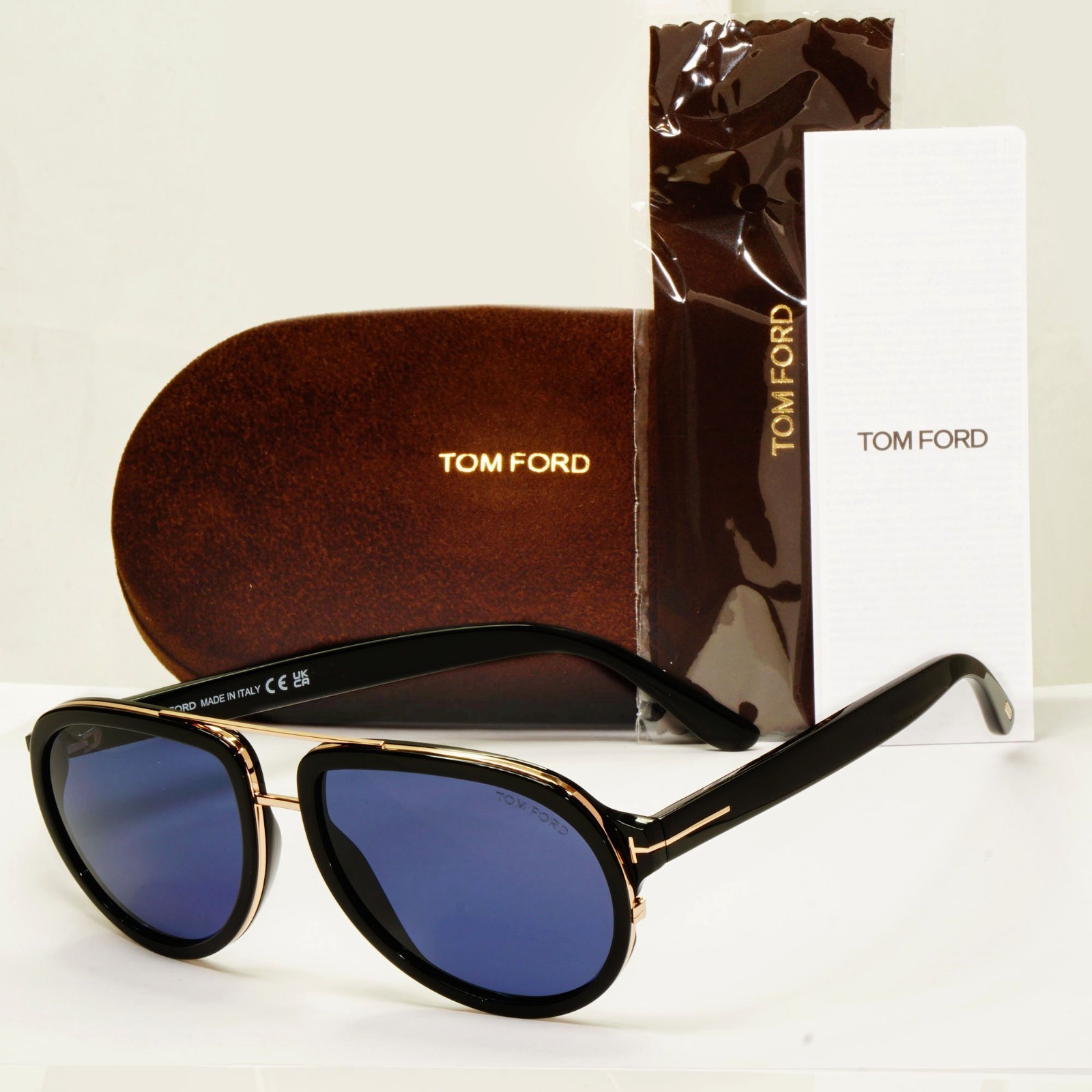 Tom Ford Sunglasses Geoffrey Black Blue Gold Pilot Designer FT0779 TF 779 01V