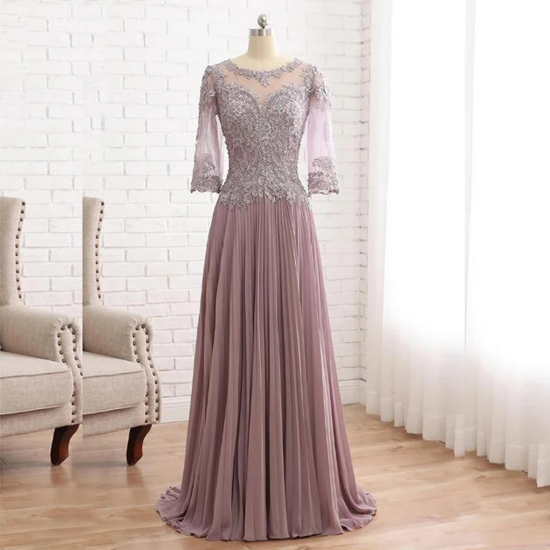 Bride’s Mother Dress Lace Wedding Party Gown with Embellishments