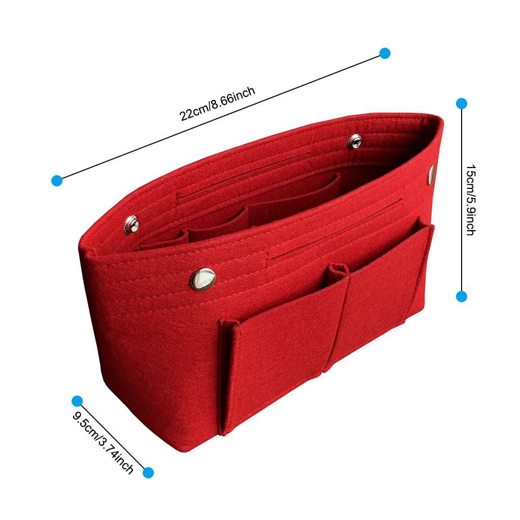 S/M/L Multi-Pocket Insert Bag Felt Fabric Purse Handbag Bag Liner Tote Organizer