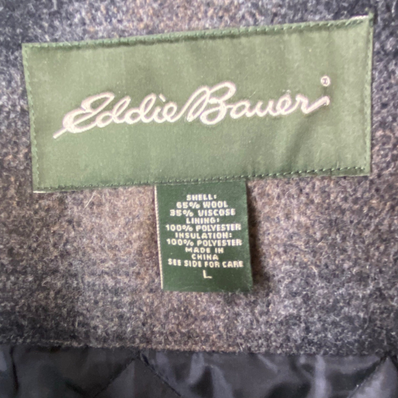 Eddie Bauer Wool Plaid Jacket Size L Quilted Lining Barn Chore New Without Tag