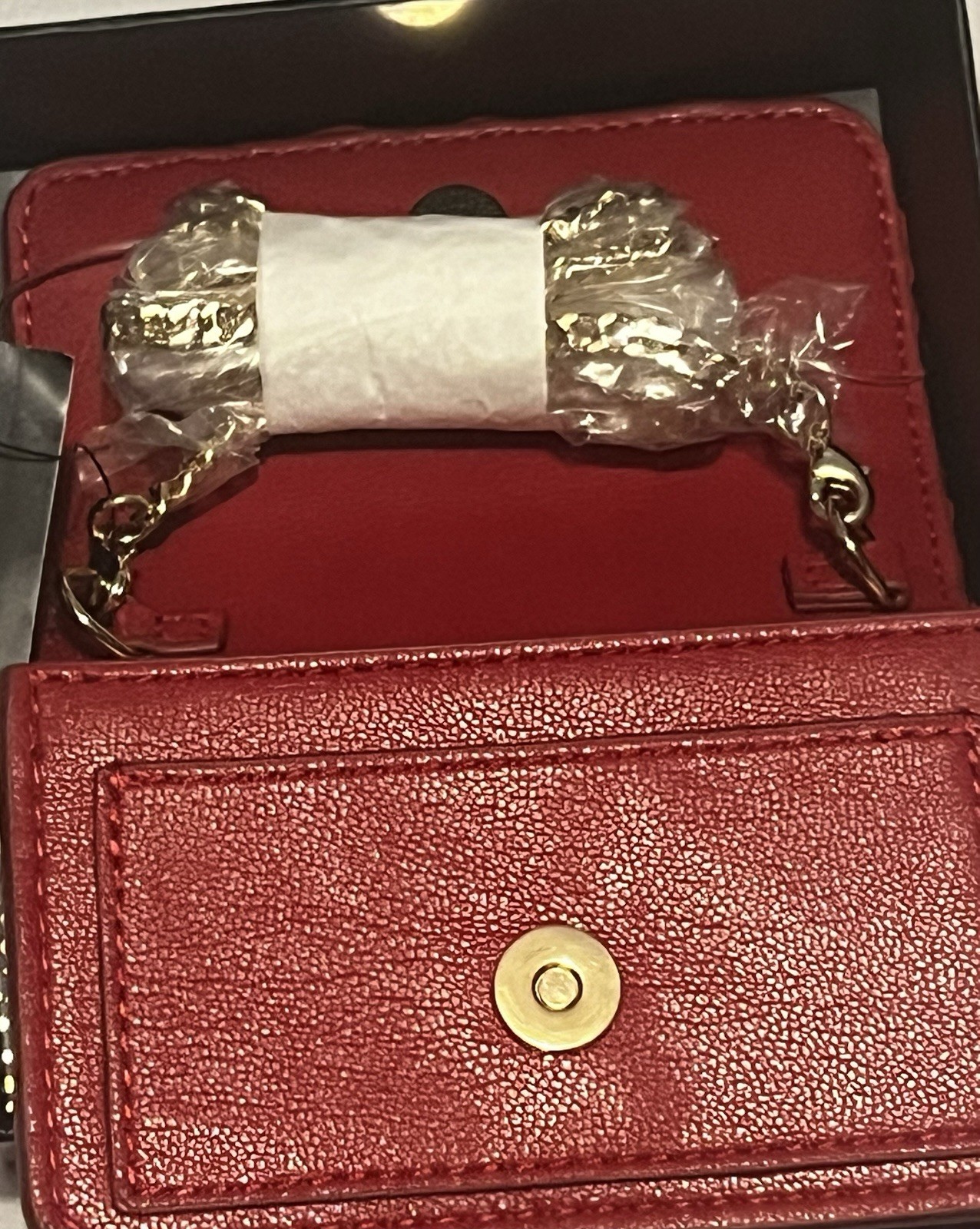 I.N.C. International Concepts Red Solid Chain Logo Women’s Chain Wallet