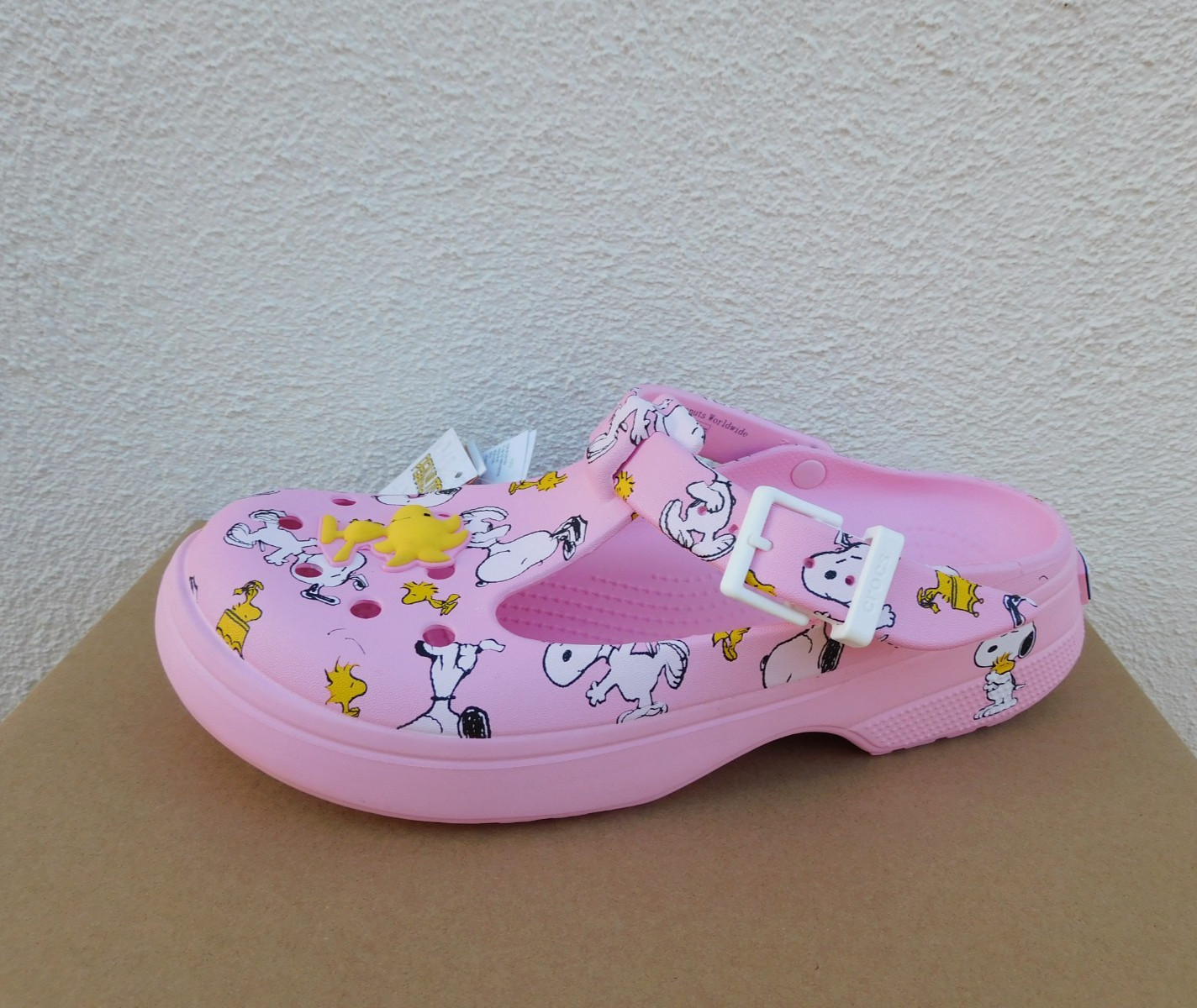 CROCS PINK MULTI PEANUTS MARY JANE CLOGS PLATFORM SHOES, US 10/ EUR 41-42 ~NWT