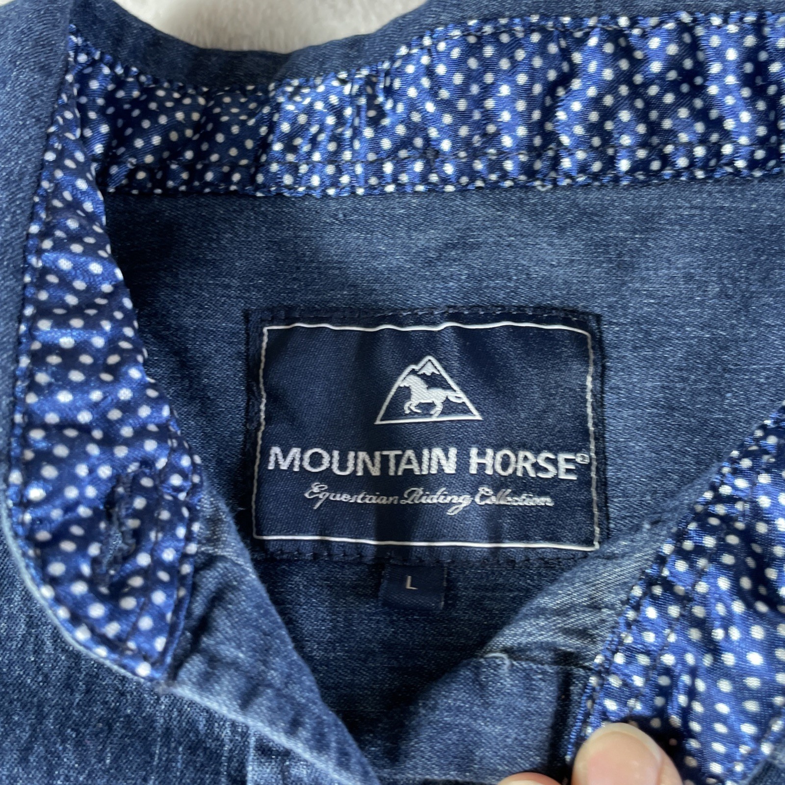 Mountain Horse Women’s Button Up Soft Denim Shirt Long Sleeve Equestrian Size LG