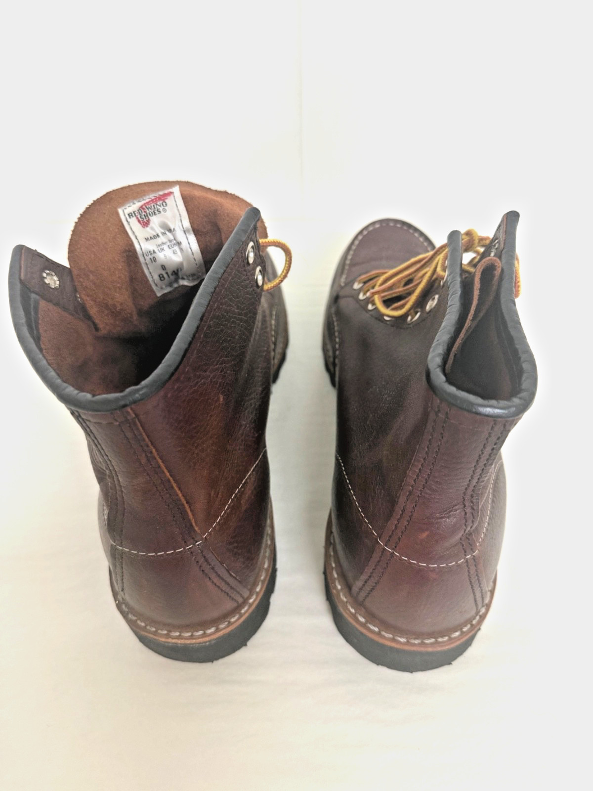 RED WING ROUGHNECK MENS LEATHER BOOTS, US 10 D, DARK BROWN, EXCELLENT CONDITION