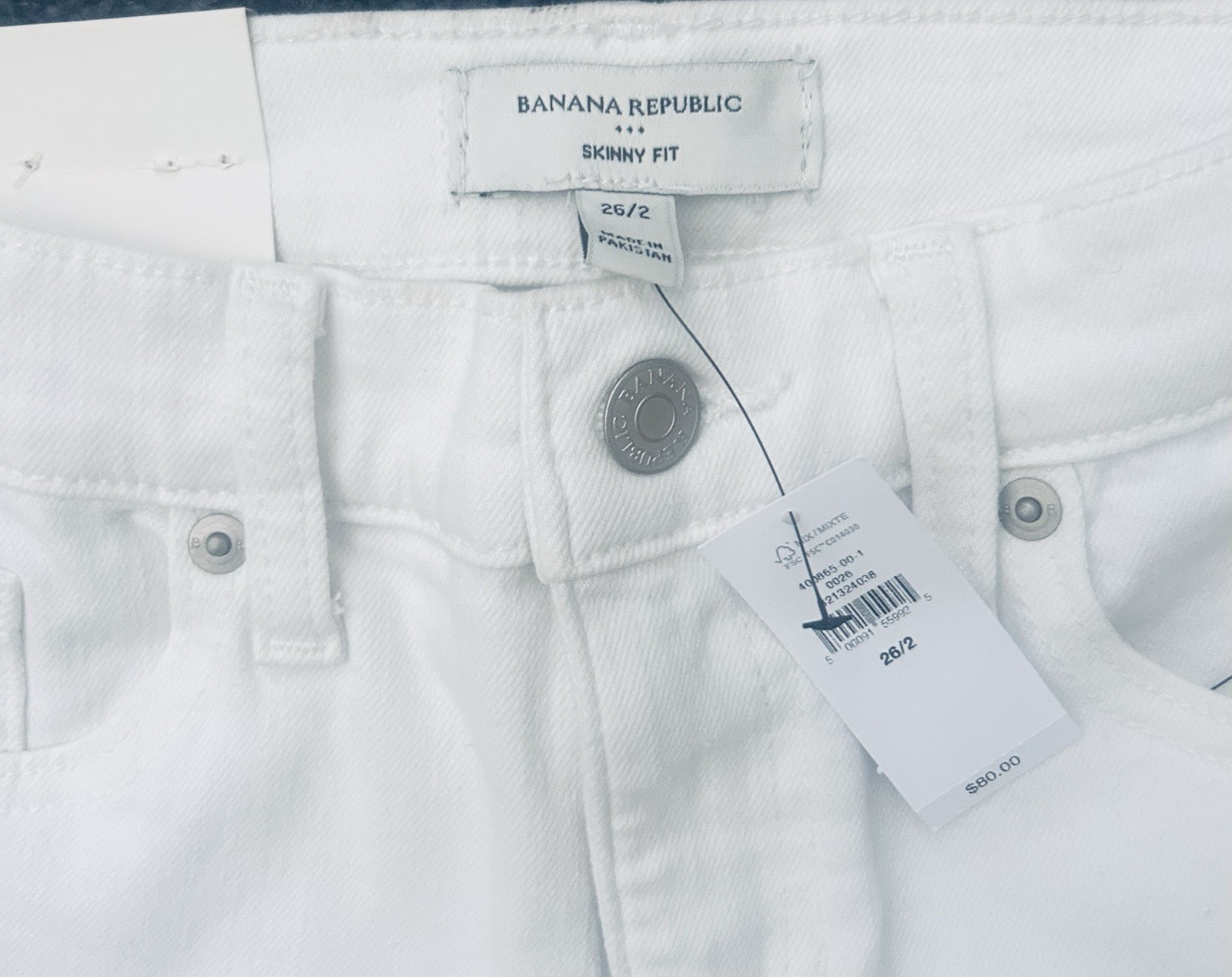 Banana Republic Women’s White Denim Jeans Size 26/2 Brand New