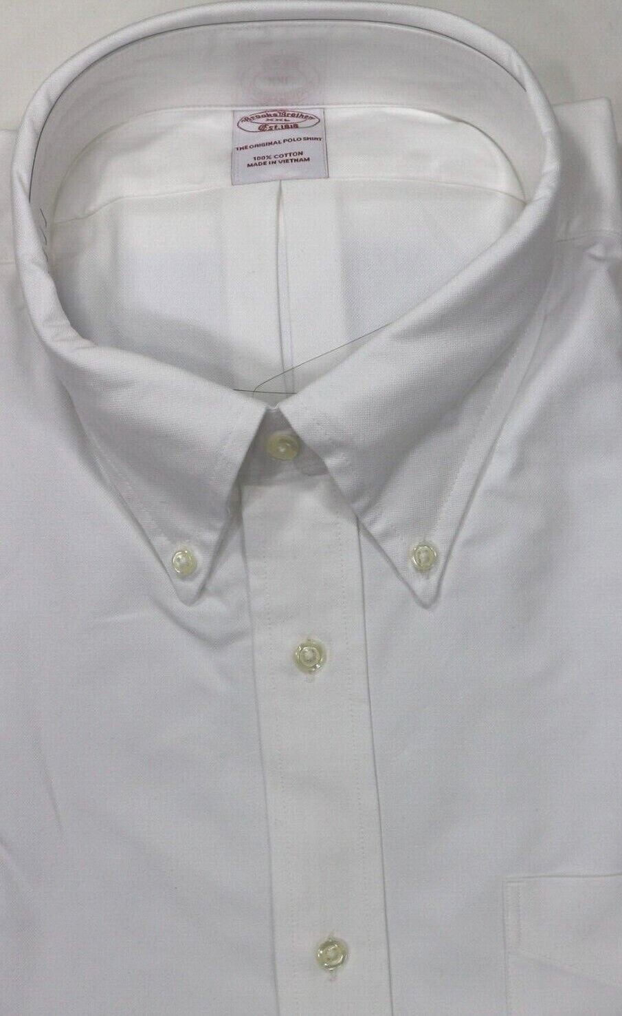 Brooks Brothers Regular The Original Polo Shirt XXL Non-Iron Stretch Solid White
