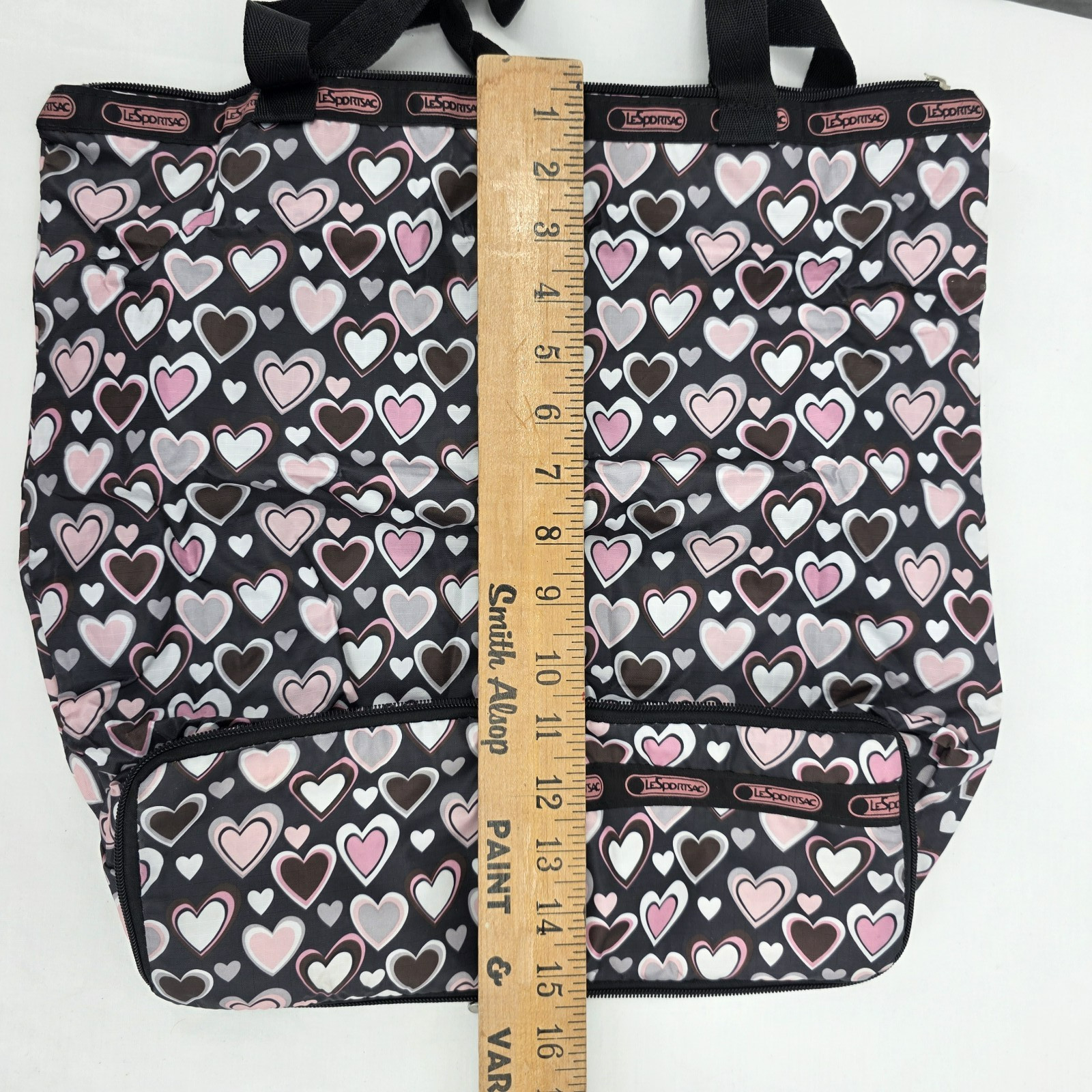 LeSportSac Foldable Tote Hearts Lightweight Travel Bag ~ 15×16