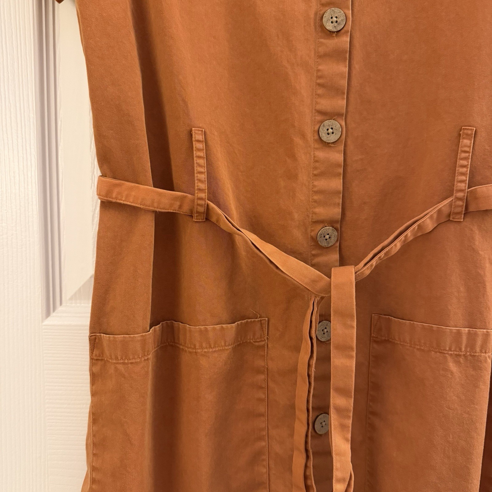 a.n.a Burnt Orange Button Up Utility Shirt Dress Medium