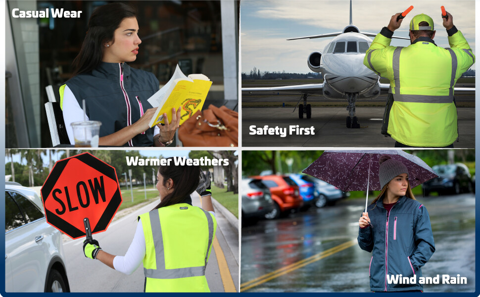 4 in 1 Hi Vis Visibility Reversible Women Safety Jacket JORESTECH Windbreaker