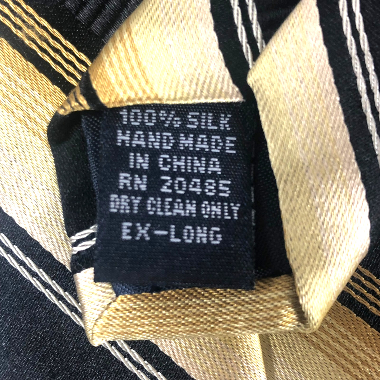 Stafford Essentials 100% Silk Tie Black Gold Stripe EX-LONG 64″ Business Formal