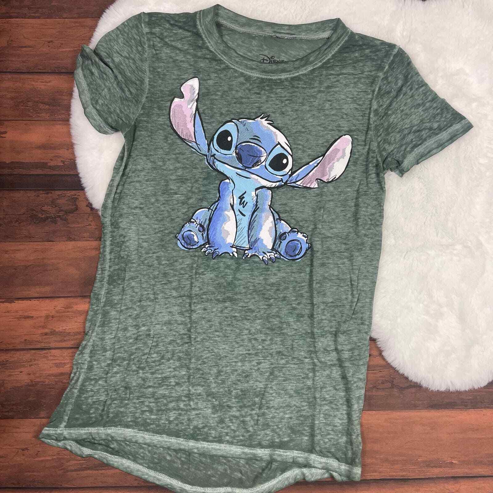 Disney Stitch Short Sleeve T-Shirt Dark Green Size Small