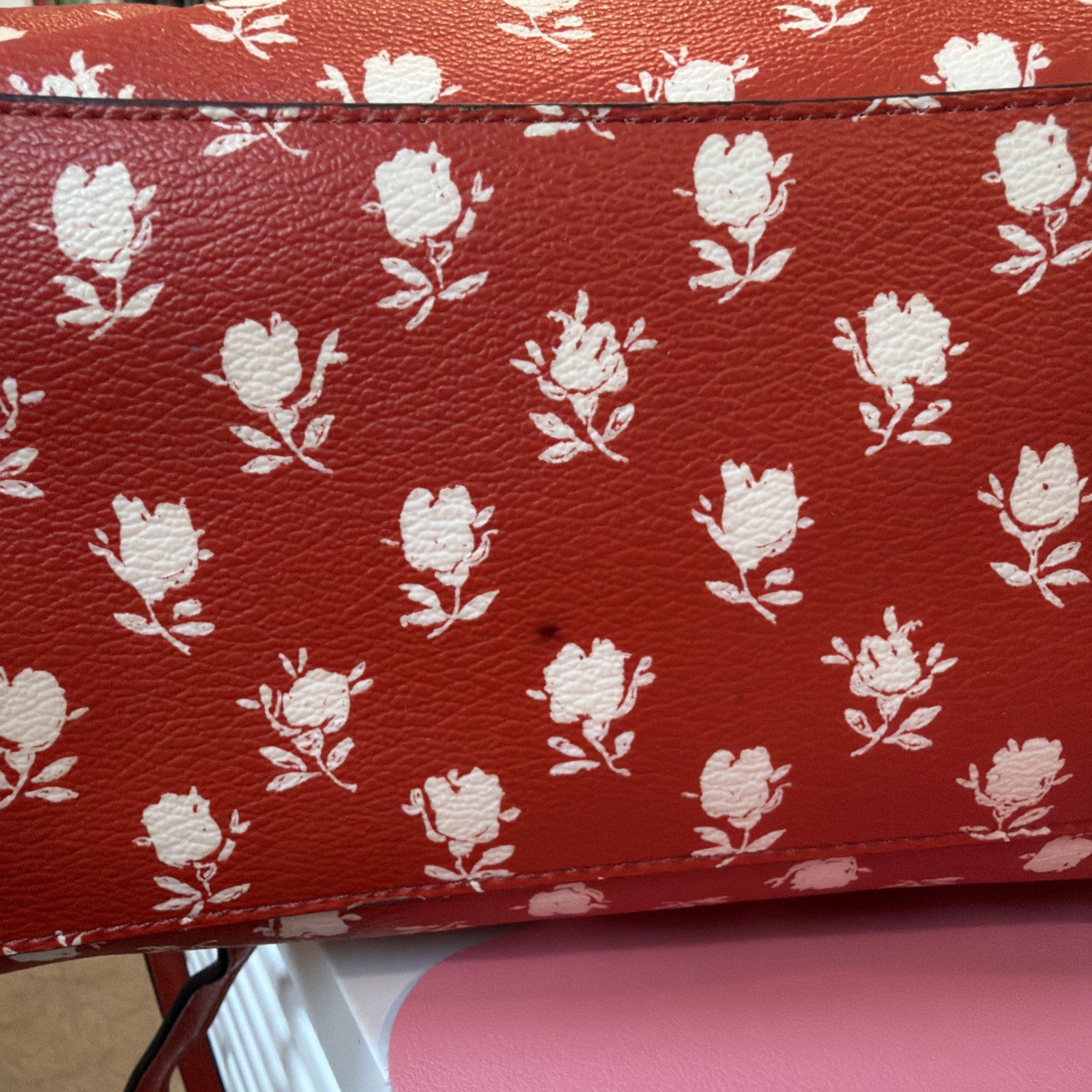 Coach Mini BENNETT Satchel In Floral Print Coated Canvas RED Crossbody
