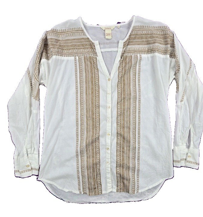 Sundance Womens Cotton Voile Tribal Aztec Print Button Up Blouse 8