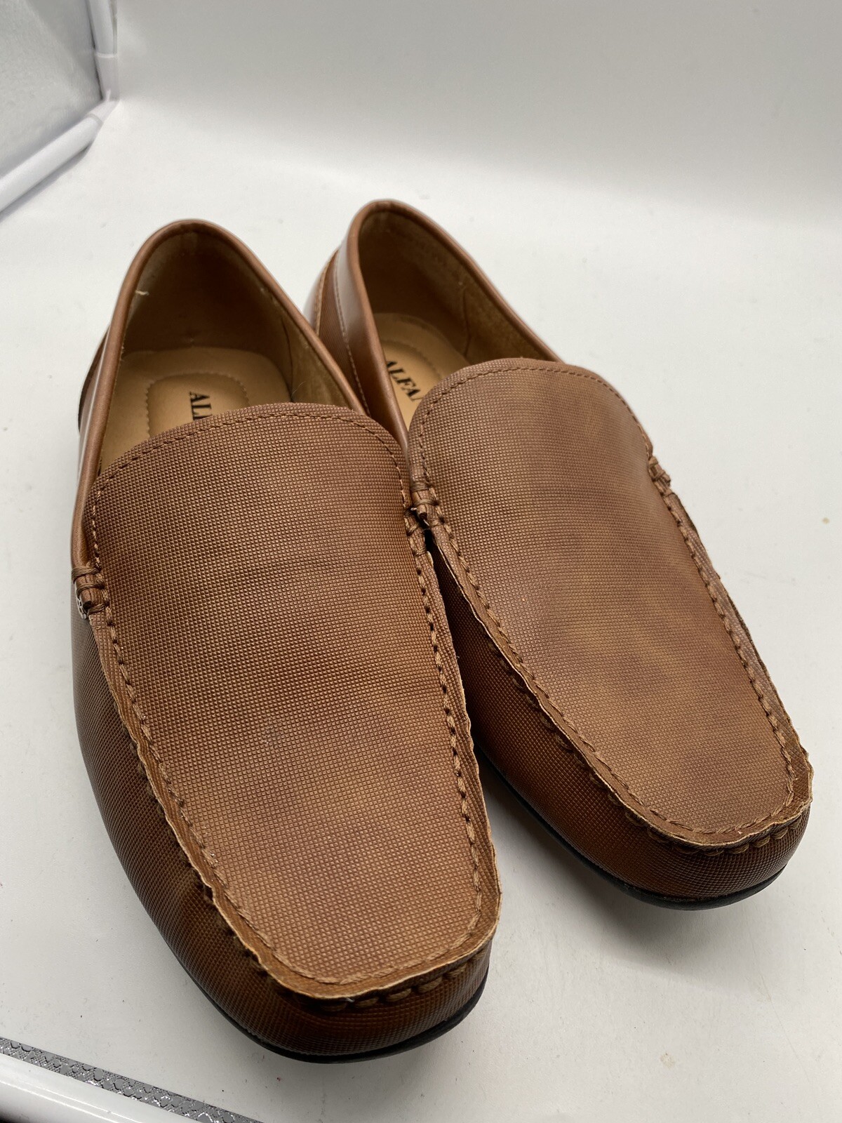 Alfani Mens Loafers Size 8.5 Brown Textured Slip On Shoes
