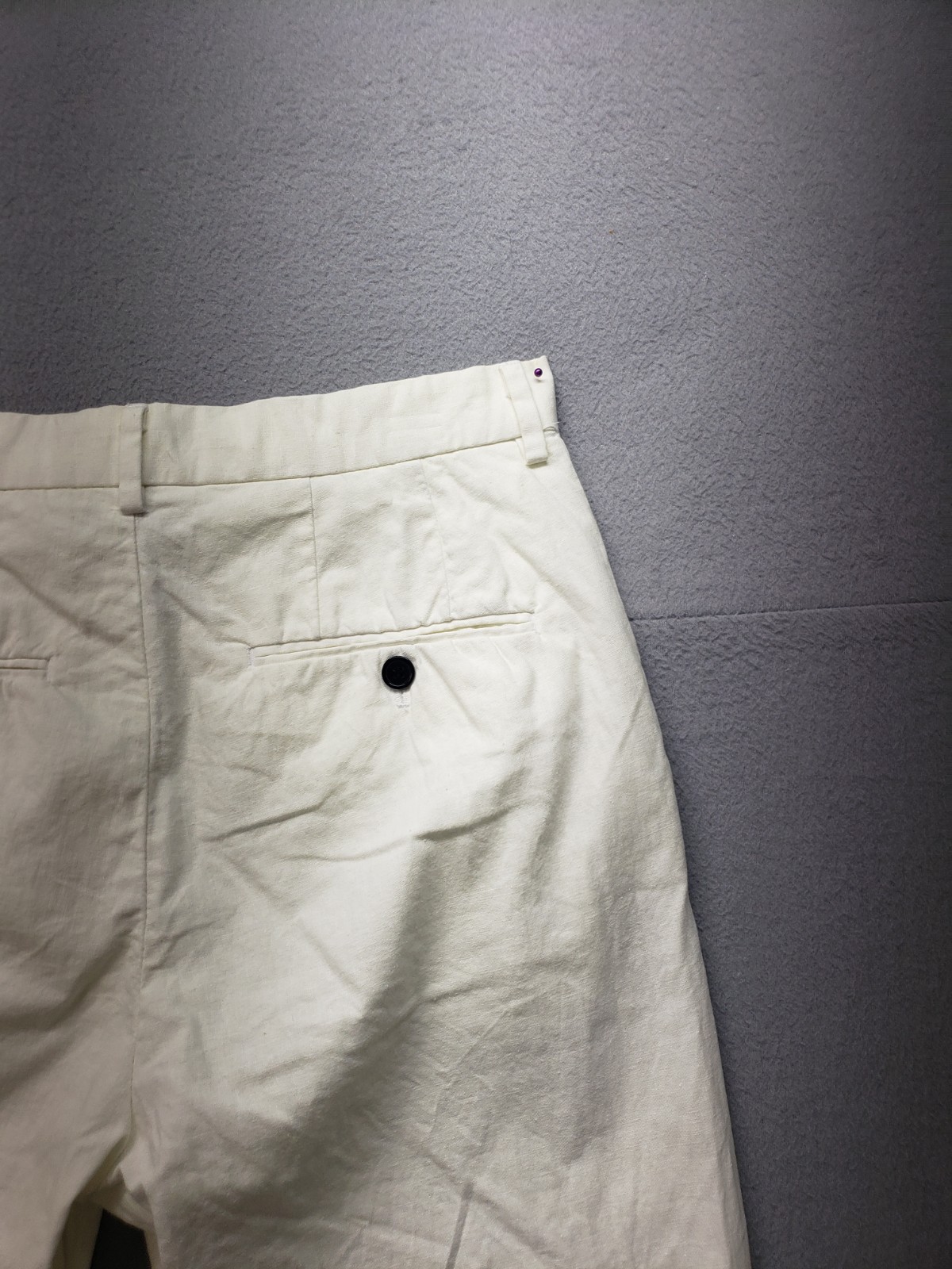 H&M Men Chino Pant 30 White Slim Fit Flat Front Mid Rise Preppy Casual Workwear