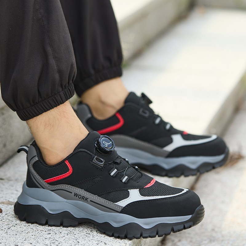 Work Safety Shoes For Men Breathable Work Sneakers Steel Toe Shoes Anti-puncture