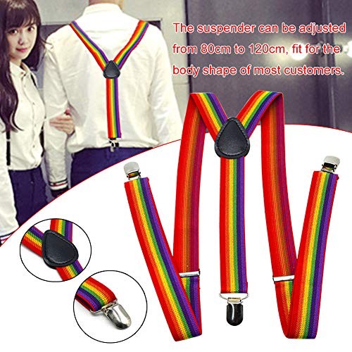 Rainbow Suspenders, Adjustable Elastic Y-Back Style Suspenders As Picture Show