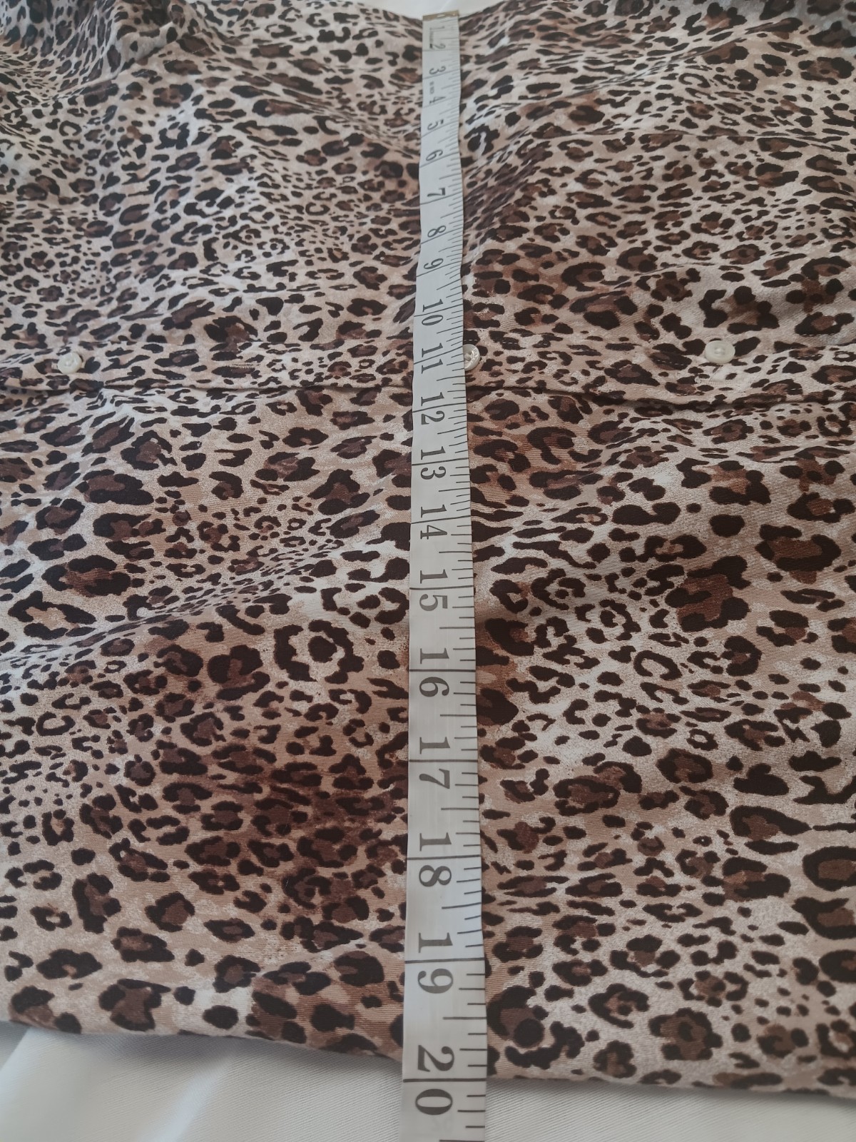 Chaps Non-Iron Brown Leopard Print Collared Long Sleeve Woven Cotton L/G