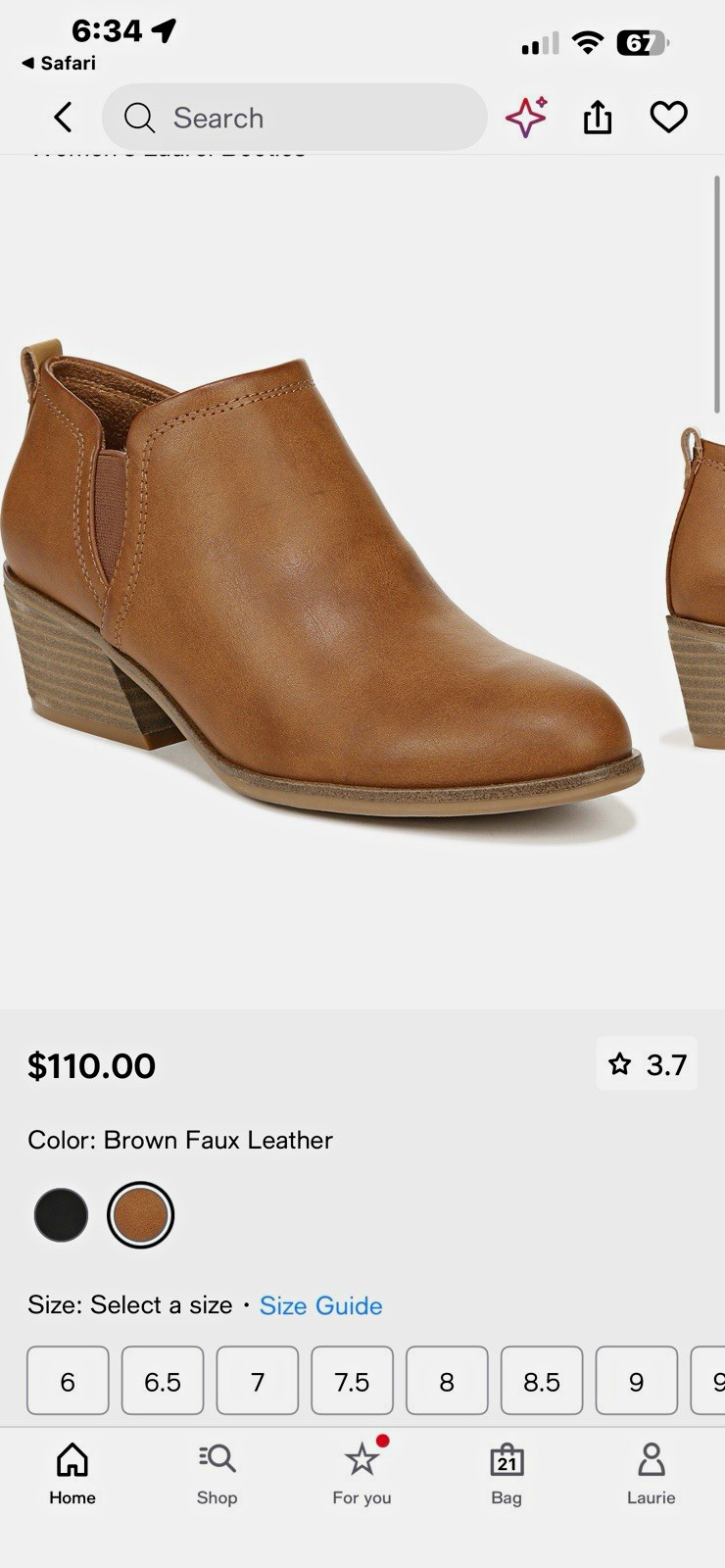 Dr. Scholl’s Laurel Women’s Brown Faux Leather Slip-On Ankle Bootie Round Toe