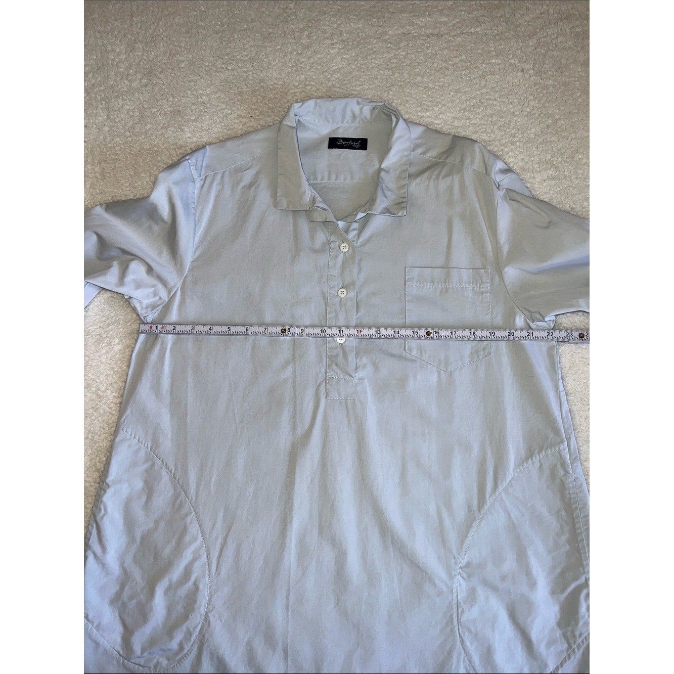 Bergfabel Tania Quiet Luxury Oversized Cotton Shirt Water Blue IT 40