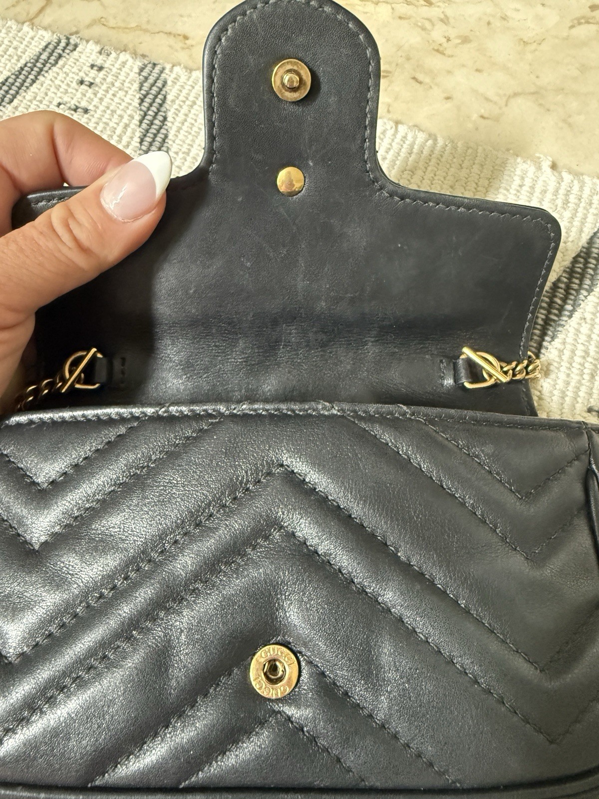 Iconic Gucci Marmont Super Mini Crossbody Black
