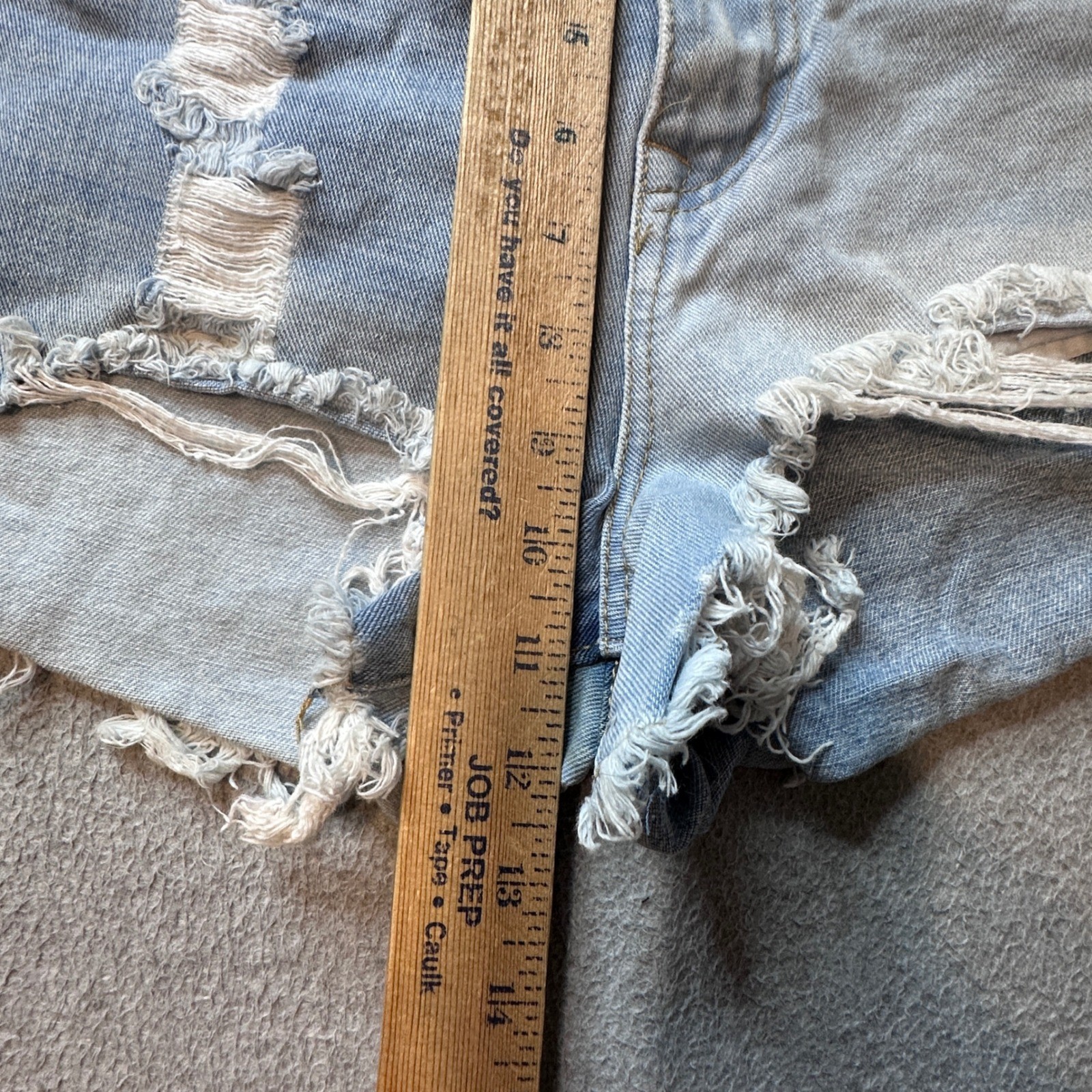 Blue Savvy Denim Shorts Womens 3/26 Blue Two Tone Distressed High Rise Cut Offs