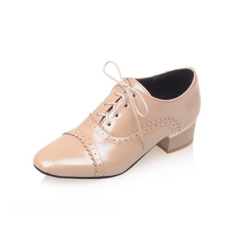 Women Sweet Pointy Toe Shoes Patent Leather Pumps Mary Jane Chunky Heel US4-US12