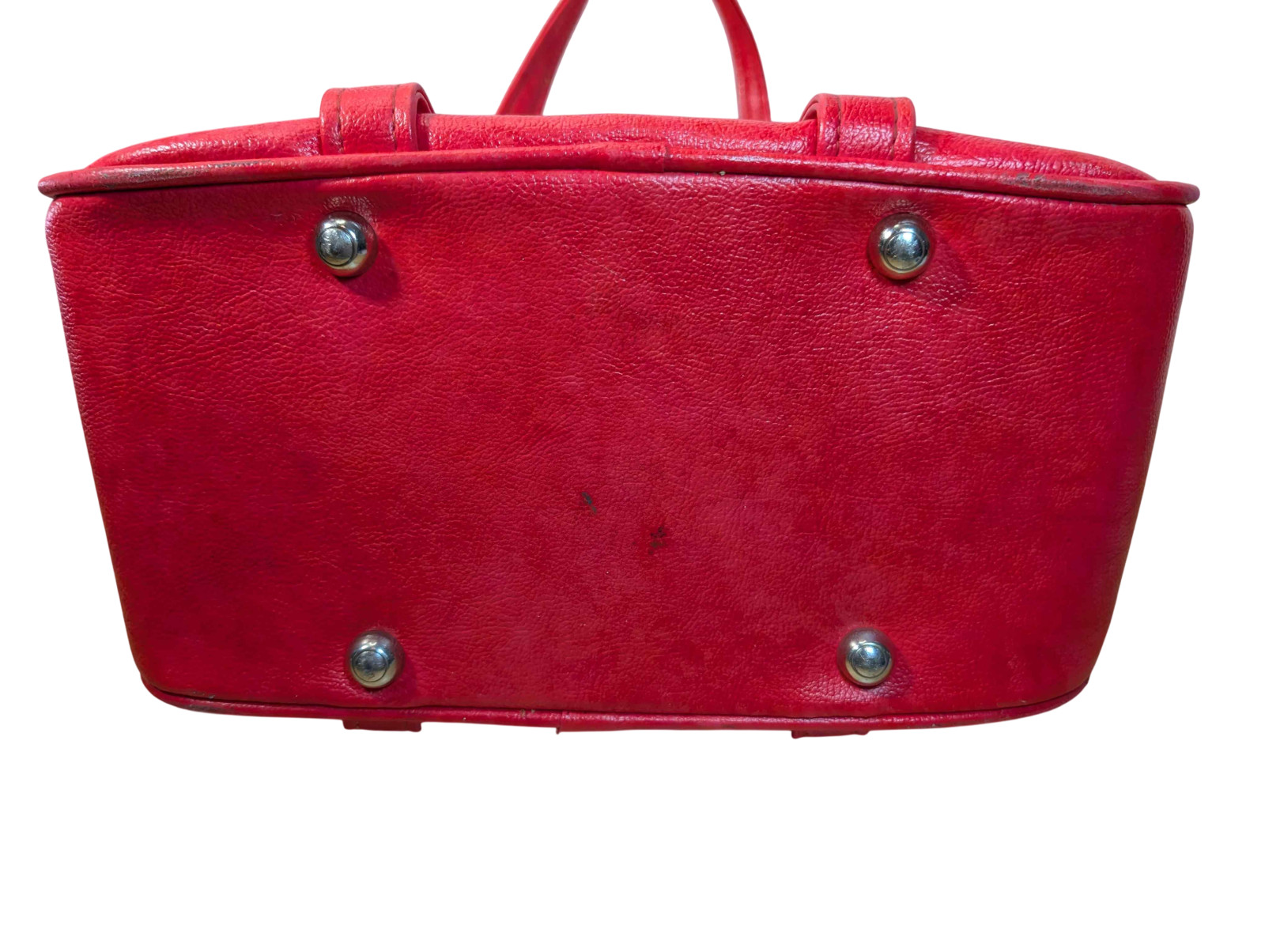 Vintage Samsonite Silhouette Red Vinyl Satchel 14.5in Boxy Tote Carry-on